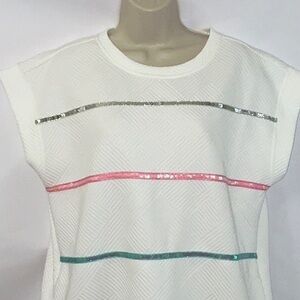 NWT, ENTRO, Dress, Size M, white with pastel stripes